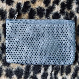 Ipsy perforated blue zip pouch